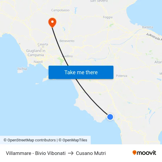 Villammare - Bivio Vibonati to Cusano Mutri map