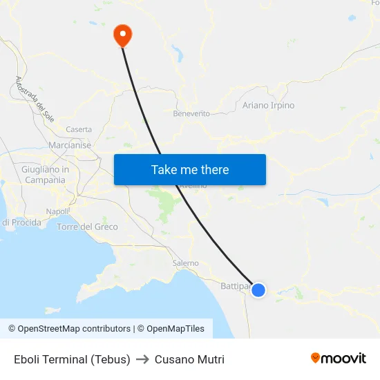 Eboli Terminal (Tebus) to Cusano Mutri map