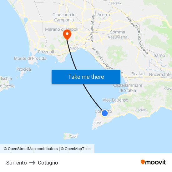 Sorrento to Cotugno map