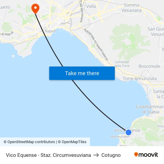 Vico Equense - Staz. Circumvesuviana to Cotugno map