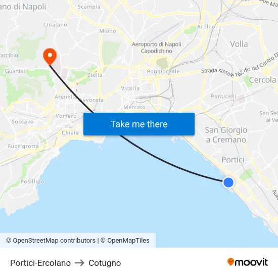 Portici-Ercolano to Cotugno map