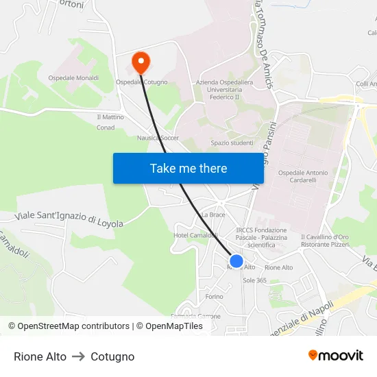 Rione Alto to Cotugno map