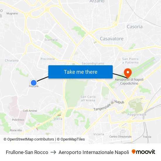 Frullone-San Rocco to Aeroporto Internazionale Napoli map