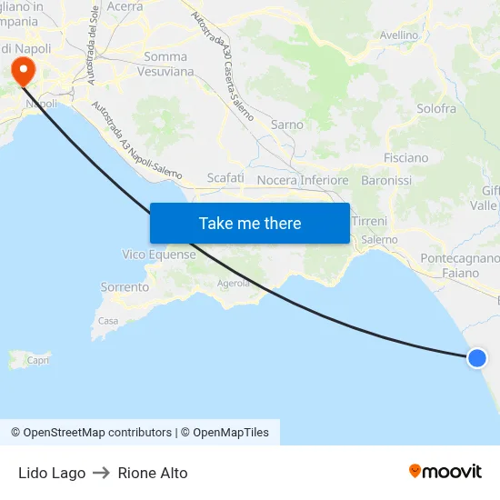 Lake Beach to Rione Alto map