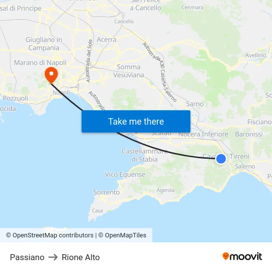 Passiano to Rione Alto map