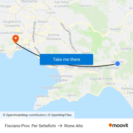 Fisciano-Prov. Per Settefichi to Rione Alto map