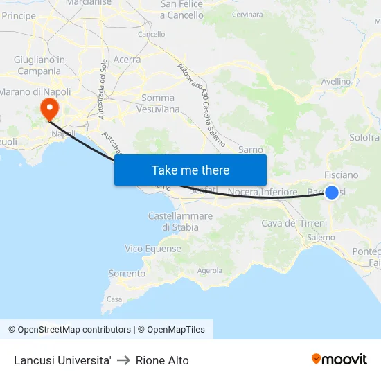 Lancusi University to Rione Alto map