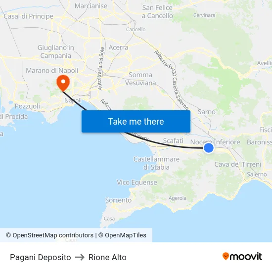 Pagani Depot to Rione Alto map