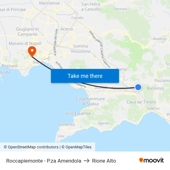 Roccapiemonte - P.za Amendola to Rione Alto map