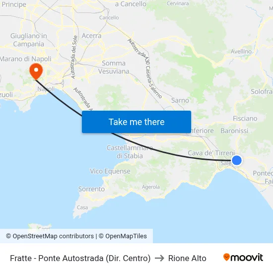 Fratte - Highway Bridge (City Center Direction) to Rione Alto map