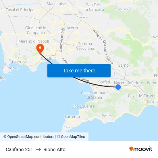 Califano 251 to Rione Alto map