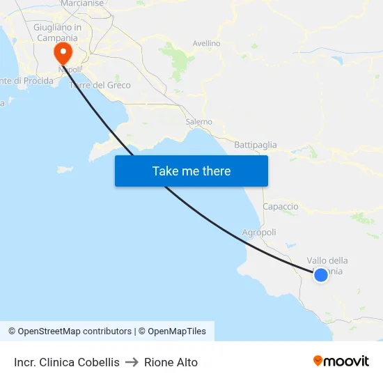 Cobellis Clinic Intersection to Rione Alto map