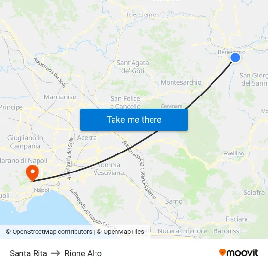 Santa Rita to Rione Alto map