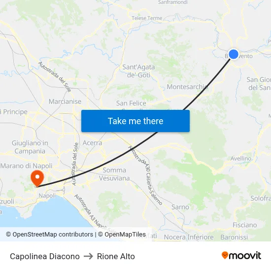 Diacono Terminal to Rione Alto map