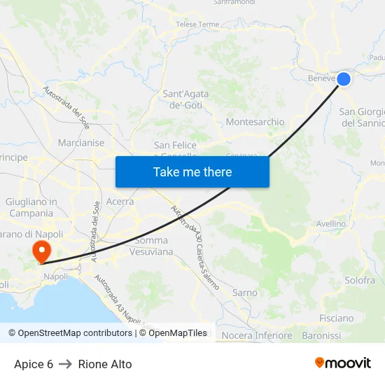 Apice 6 to Rione Alto map