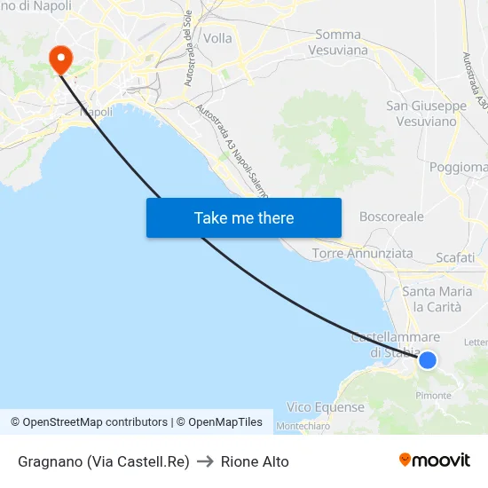 Gragnano (Castellammare Road) to Rione Alto map