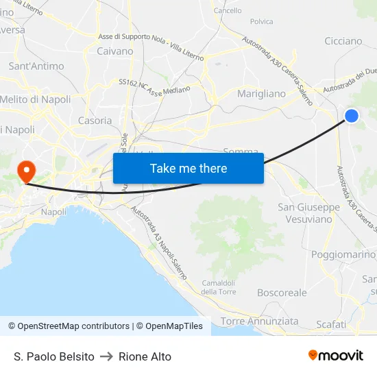 San Paolo Belsito to Rione Alto map