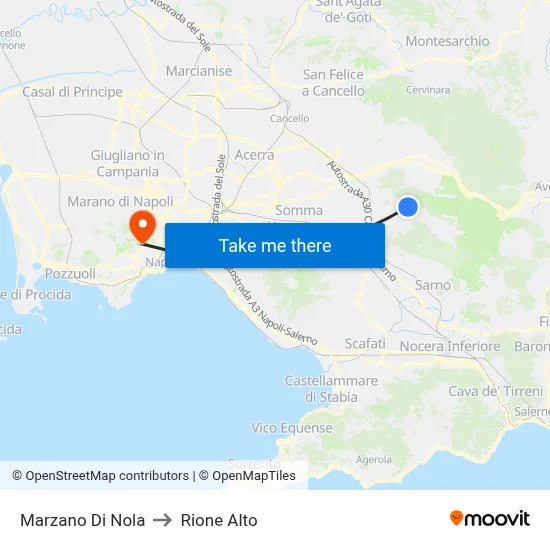 Marzano Di Nola to Rione Alto map