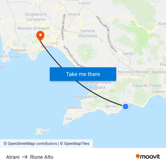 Atrani to Rione Alto map