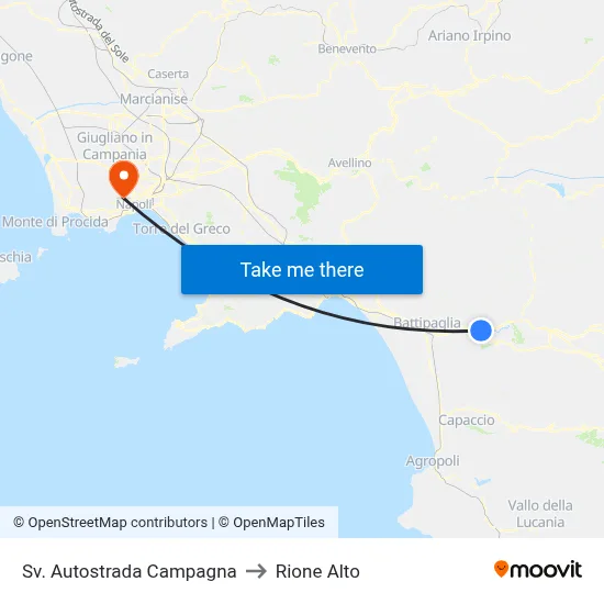 Campagna Highway Junction to Rione Alto map