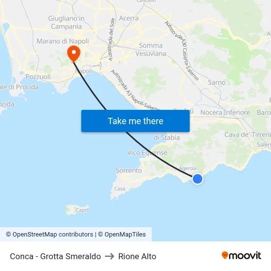 Conca - Grotta Smeraldo to Rione Alto map