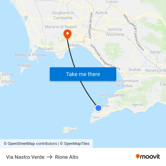 Via Nastro Verde to Rione Alto map