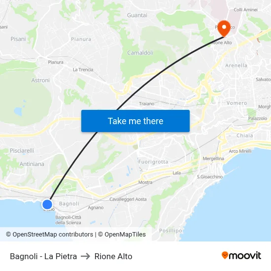 Bagnoli - La Pietra to Rione Alto map