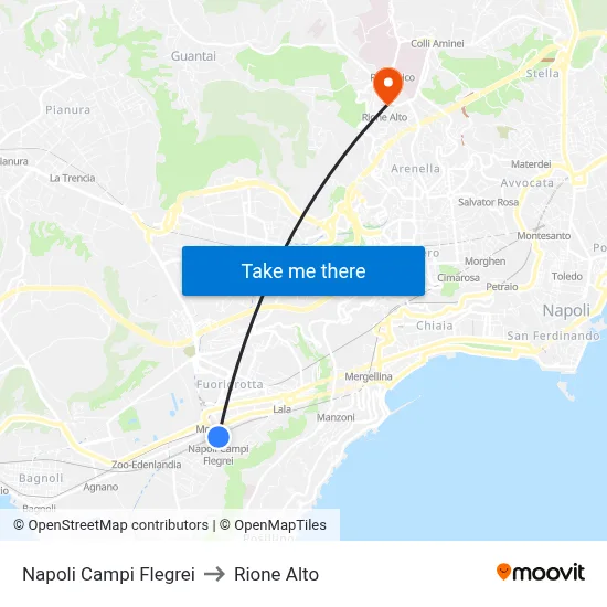 Naples Campi Flegrei to Rione Alto map