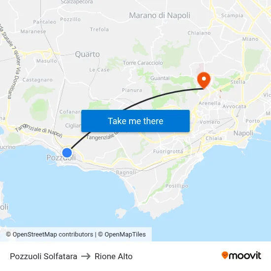 Pozzuoli Solfatara to Rione Alto map