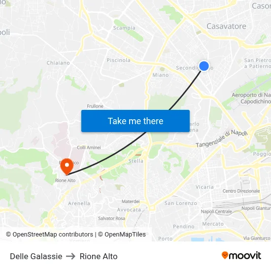 Delle Galassie to Rione Alto map