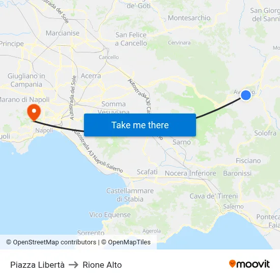 Piazza Libertà to Rione Alto map