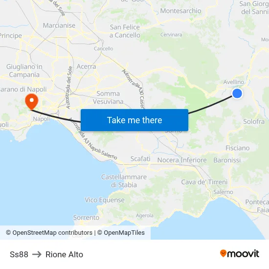 SS88 to Rione Alto map