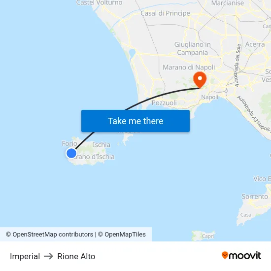 Imperial to Rione Alto map