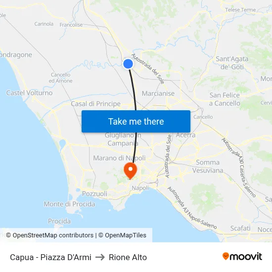 Capua - Piazza D'Armi to Rione Alto map