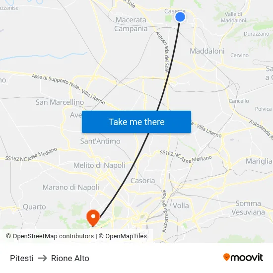 Pitesti to Rione Alto map