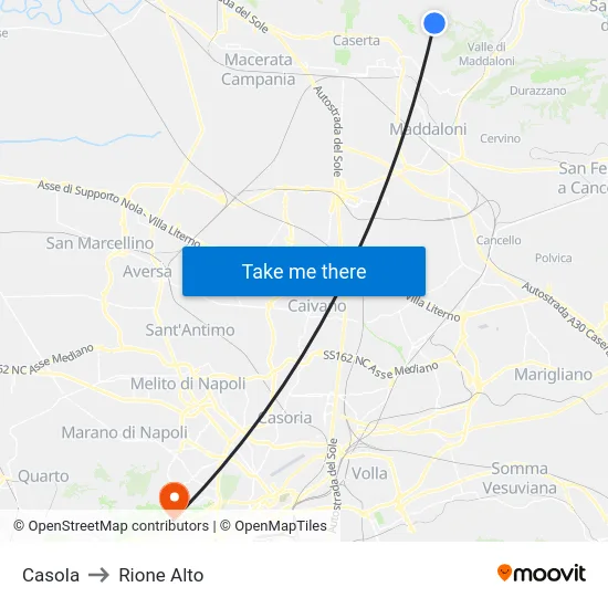 Casola to Rione Alto map
