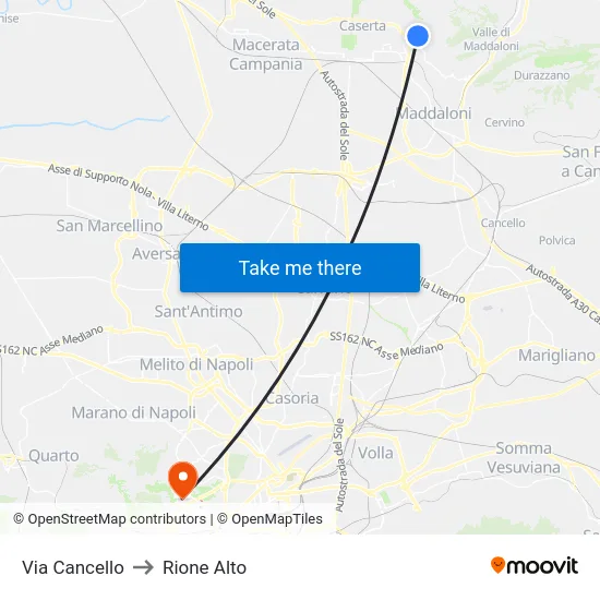 Via Cancello to Rione Alto map