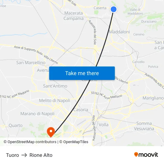 Tuoro to Rione Alto map