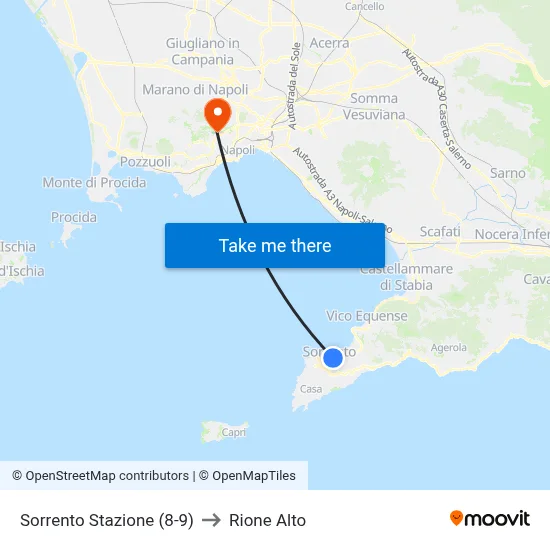 Sorrento Station (8-9) to Rione Alto map