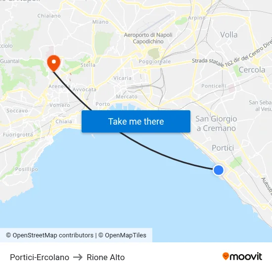 Portici-Ercolano to Rione Alto map