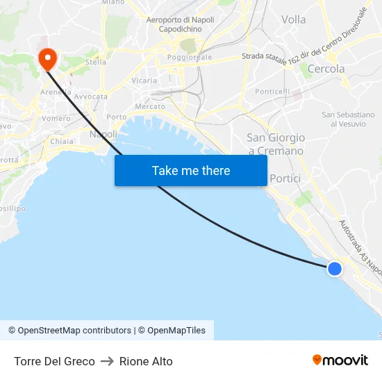 Torre Del Greco to Rione Alto map