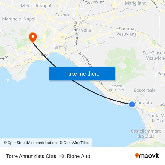 Torre Annunziata City to Rione Alto map