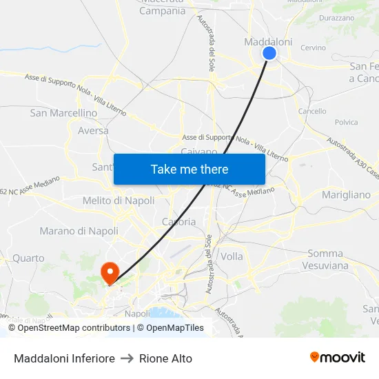 Maddaloni Inferiore to Rione Alto map