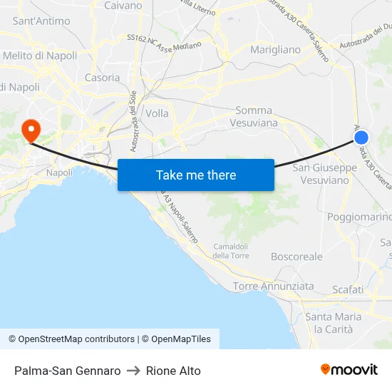 Palma-San Gennaro to Rione Alto map
