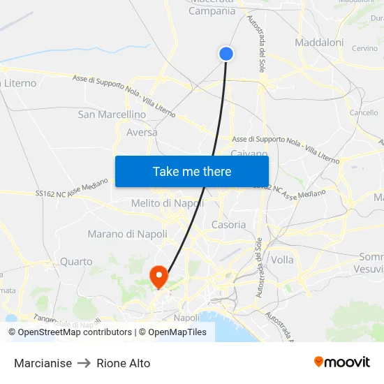 Marcianise to Rione Alto map