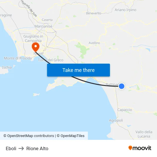 Eboli to Rione Alto map