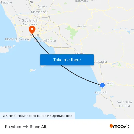 Paestum to Rione Alto map