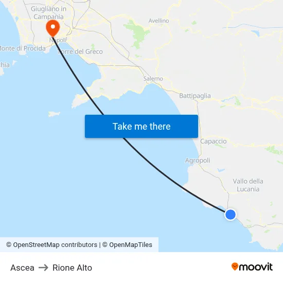 Ascea to Rione Alto map