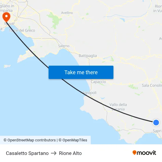 Casaletto Spartano to Rione Alto map