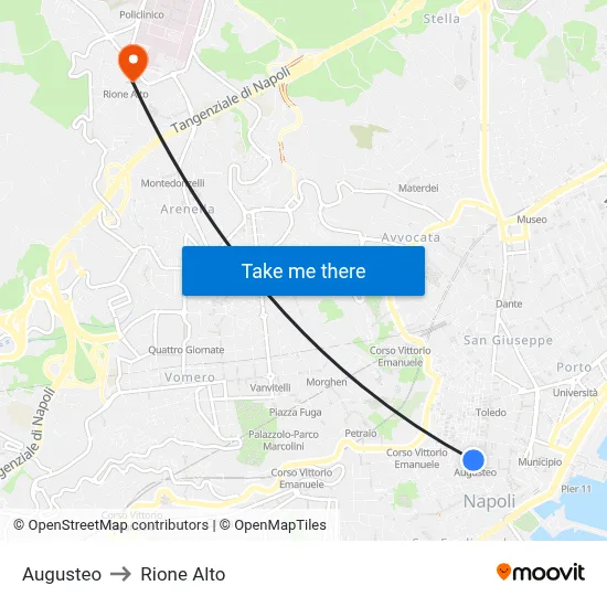 Augusteo to Rione Alto map